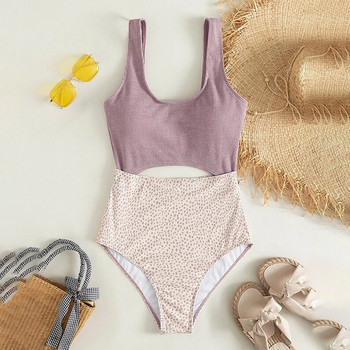 Para Praia Retro Hollow Out Γυναικείο Μαγιό Splicing One Piece 2023 Bandeau Monokini Γυναικεία μαγιό