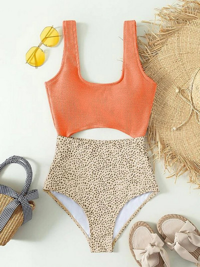 Naiste ujumistrikoo Para Praia Retro, õõnsad, ühes tükis ujumisriided, Bandeau Monokini 2023. aasta ujumisriided, naiste ujumisriided