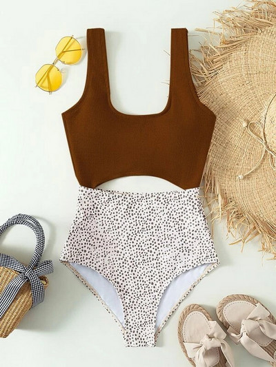 Naiste ujumistrikoo Para Praia Retro, õõnsad, ühes tükis ujumisriided, Bandeau Monokini 2023. aasta ujumisriided, naiste ujumisriided