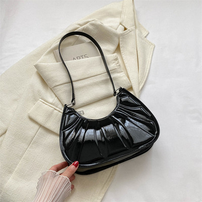 Γυναικείες τσάντες ταξιδιού Fashion πλισέ τσάντες μασχάλης PU Δερμάτινες casual απλές κομψές φορητές μονόχρωμες τσάντες σχεδιαστών