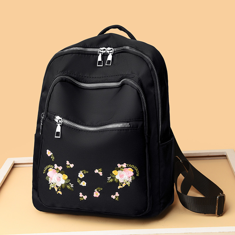 Kirjanduslik hiina stiilis naiste seljakott, lillemustriga vabaaja õpilaste koolikotid, kolmekihilised tõmblukuga nailonriidest naiste seljakotid