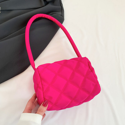 Nylonové malé tote tašky prešívané kosoštvorcové mriežkové dámske tašky cez rameno módne ležérne jednofarebné elegantné dámske tašky do podpazušia