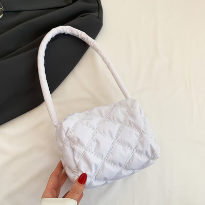 Nylonové malé tote tašky prešívané kosoštvorcové mriežkové dámske tašky cez rameno módne ležérne jednofarebné elegantné dámske tašky do podpazušia