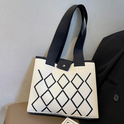 Γυναικεία τσάντα ώμου με πλέξη διαμαντιών σχεδιαστής μόδας μάλλινη τσάντα τσάντα γυναικείας μωβ υφασμένη τσάντα μασχάλης