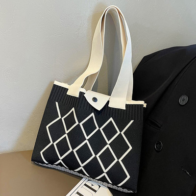 Γυναικεία τσάντα ώμου με πλέξη διαμαντιών σχεδιαστής μόδας μάλλινη τσάντα τσάντα γυναικείας μωβ υφασμένη τσάντα μασχάλης