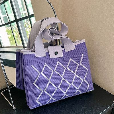 Γυναικεία τσάντα ώμου με πλέξη διαμαντιών σχεδιαστής μόδας μάλλινη τσάντα τσάντα γυναικείας μωβ υφασμένη τσάντα μασχάλης