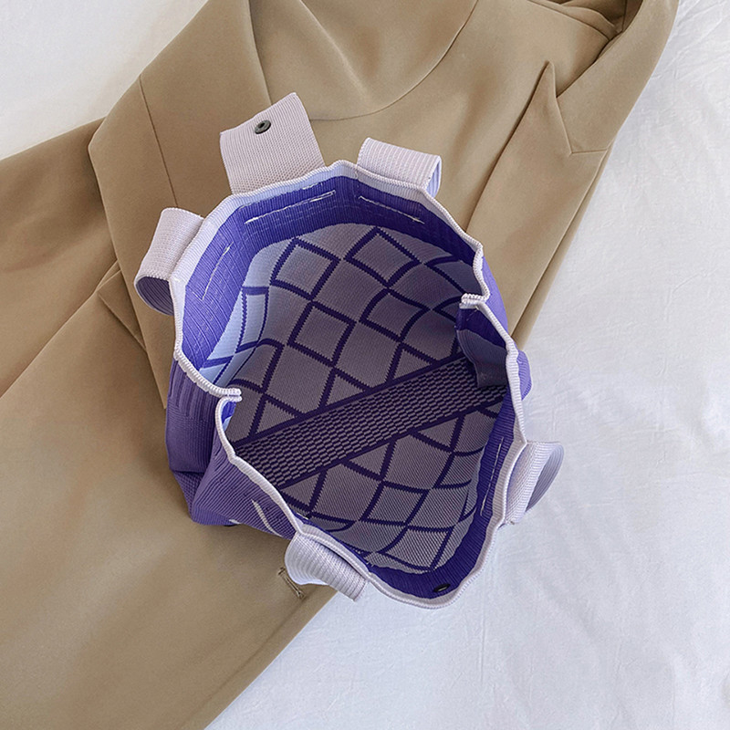 Γυναικεία τσάντα ώμου με πλέξη διαμαντιών σχεδιαστής μόδας μάλλινη τσάντα τσάντα γυναικείας μωβ υφασμένη τσάντα μασχάλης