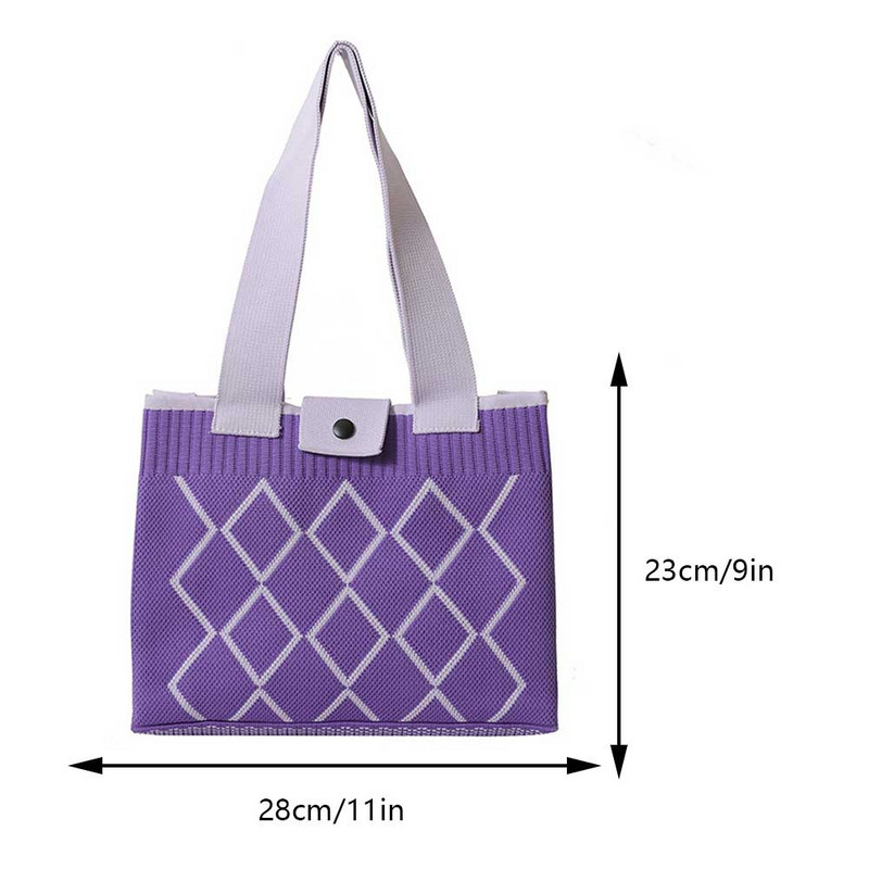 Γυναικεία τσάντα ώμου με πλέξη διαμαντιών σχεδιαστής μόδας μάλλινη τσάντα τσάντα γυναικείας μωβ υφασμένη τσάντα μασχάλης