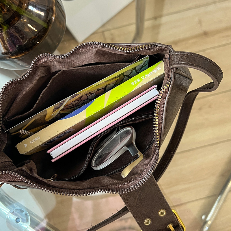 Dámska kožená taška cez rameno Y2k s prackou, vintage tote taška, všestranná módna taška s vrchnou rukoväťou, dievčenská štýlová kabelka