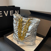 Genți de umăr căptușite de iarnă din bumbac de lux Space Down, genți de umăr pentru femei, genți de toamnă puffy, trendy