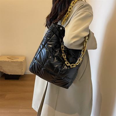 Genți de umăr căptușite de iarnă din bumbac de lux Space Down, genți de umăr pentru femei, genți de toamnă puffy, trendy