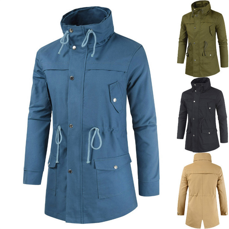Jachete de iarnă pentru bărbați Jachetă în aer liber Jachetă pentru bărbați cu glugă Jachetă pentru bărbați cu rever Trend din pânză cu buzunar cu reverul cardigan haină Jachetă pentru bărbați