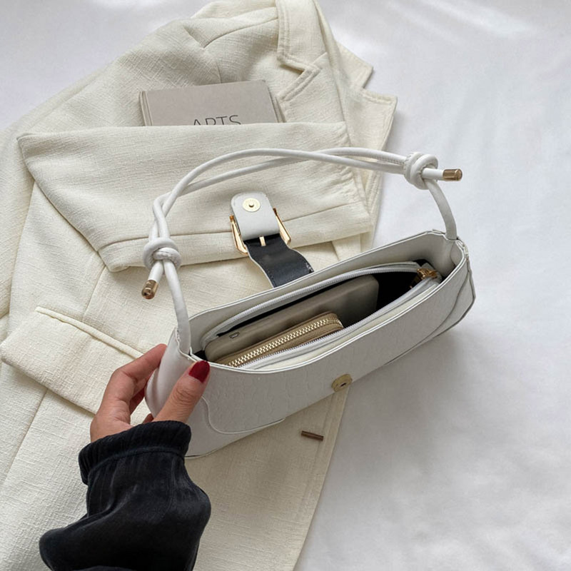 Geantă de umăr de modă pentru femei cu cataramă Geanta de mână din piele PU Bretele de umăr reglabile Geantă de întâlnire zilnică pentru femei