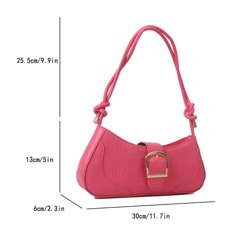 Geantă de umăr de modă pentru femei cu cataramă Geanta de mână din piele PU Bretele de umăr reglabile Geantă de întâlnire zilnică pentru femei