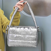 Módne prešívané bavlnené crossbody kabelky, značkové dámske polstrované kabelky, jednofarebné kabelky cez rameno s hornou rukoväťou, dámske denné kabelky, nakupujúce