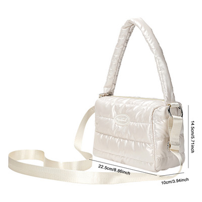 Módne prešívané bavlnené crossbody kabelky, značkové dámske polstrované kabelky, jednofarebné kabelky cez rameno s hornou rukoväťou, dámske denné kabelky, nakupujúce