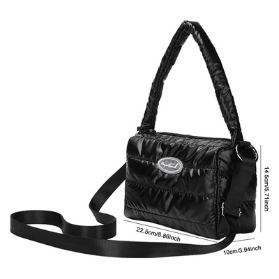 Módne prešívané bavlnené crossbody kabelky, značkové dámske polstrované kabelky, jednofarebné kabelky cez rameno s hornou rukoväťou, dámske denné kabelky, nakupujúce