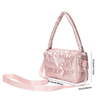 Módne prešívané bavlnené crossbody kabelky, značkové dámske polstrované kabelky, jednofarebné kabelky cez rameno s hornou rukoväťou, dámske denné kabelky, nakupujúce