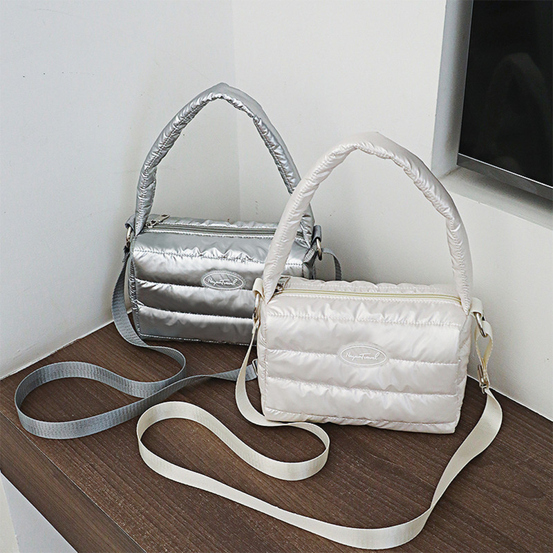 Módne prešívané bavlnené crossbody kabelky, značkové dámske polstrované kabelky, jednofarebné kabelky cez rameno s hornou rukoväťou, dámske denné kabelky, nakupujúce
