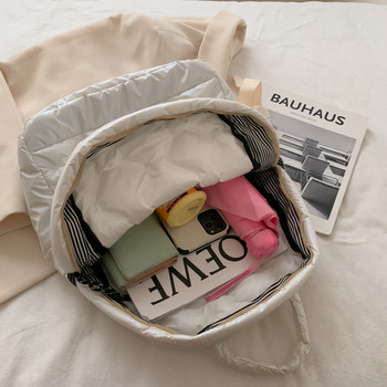 Свръхлека зимна топла пространствена пухена раница Дамски ученически раници Чанти за момичета Модна тенденция Леки памучни пътни чанти