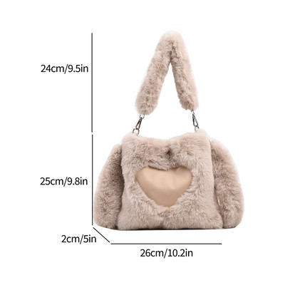 Geantă de mână din pluș pentru femei, ocazional, geantă de mână pufoasă, pufoasă, cu lanț, husă drăguță, cu blană artificială, geantă de femeie, cu blană