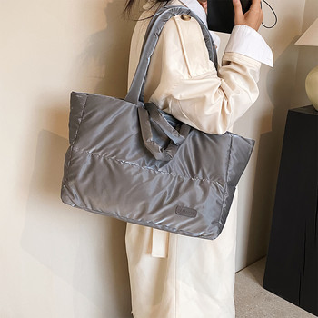 Τσάντα ώμου με βαμβακερή επένδυση για γυναίκες Puffer tote bag Καπιτονέ Puffy Handbag Τσάντα Μεγάλη Tote Cloud Τσάντα Γυναικεία Casual Τσάντα αγορών