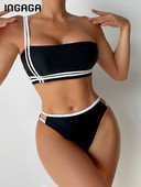 Σέξι μπικίνι σετ ψηλόμεσο μαγιό Γυναικείο μαγιό 2023 Bandeau Beachwear για γυναίκες Μαγιό Καλοκαιρινό μαγιό Νέο