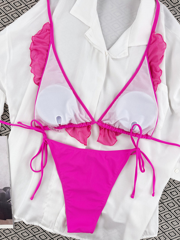 Seksikad bikiinid 2023 naiste ujumisriided String ujumistrikoo, naiste ujumiskostüüm, mustad bikiinid, rannarõivad, ujumiskostüümid, volangid