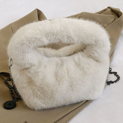 Poșete noi de blană artificială pentru femei Geantă caldă de pluș Geantă de cumpărături Portofele Geanta de mână de iarnă Geanta de umăr Poșete casual pentru femei