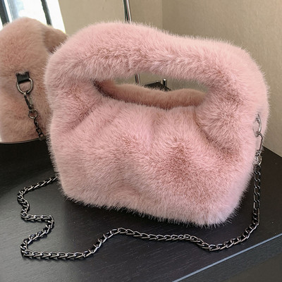Poșete noi de blană artificială pentru femei Geantă caldă de pluș Geantă de cumpărături Portofele Geanta de mână de iarnă Geanta de umăr Poșete casual pentru femei