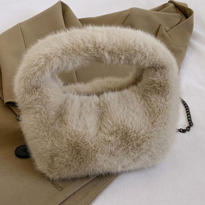 Poșete noi de blană artificială pentru femei Geantă caldă de pluș Geantă de cumpărături Portofele Geanta de mână de iarnă Geanta de umăr Poșete casual pentru femei