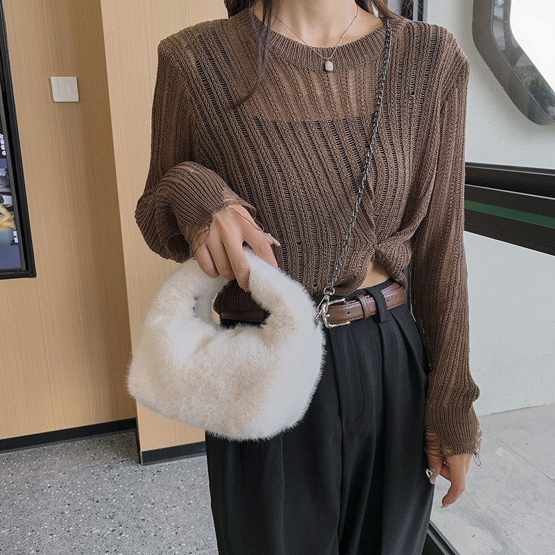 Poșete noi de blană artificială pentru femei Geantă caldă de pluș Geantă de cumpărături Portofele Geanta de mână de iarnă Geanta de umăr Poșete casual pentru femei