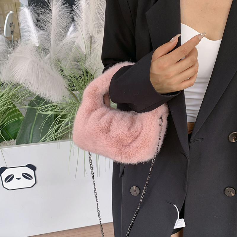 Poșete noi de blană artificială pentru femei Geantă caldă de pluș Geantă de cumpărături Portofele Geanta de mână de iarnă Geanta de umăr Poșete casual pentru femei