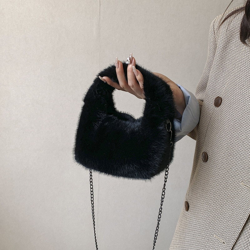 Poșete noi de blană artificială pentru femei Geantă caldă de pluș Geantă de cumpărături Portofele Geanta de mână de iarnă Geanta de umăr Poșete casual pentru femei