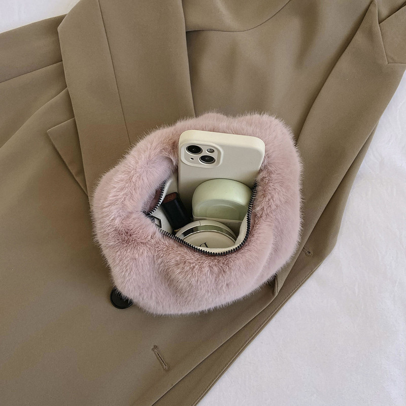 Poșete noi de blană artificială pentru femei Geantă caldă de pluș Geantă de cumpărături Portofele Geanta de mână de iarnă Geanta de umăr Poșete casual pentru femei