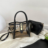 Fashion Top-Handle Τσάντα τσάντα τσάντα αδιάβροχη τσάντα χιαστί PU Διάφανη γυναικεία τσάντα ώμου από PVC Casual τσάντα τσάντα Messenger