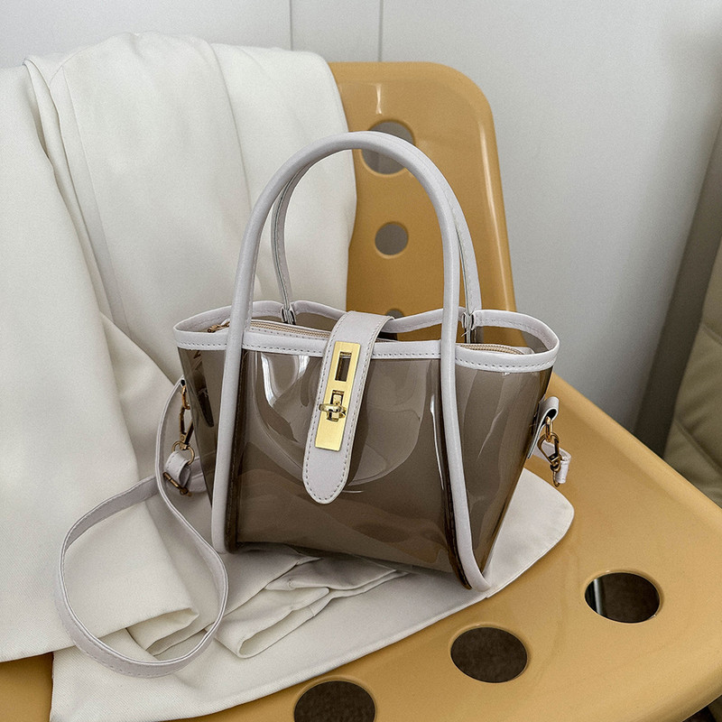 Fashion Top-Handle Τσάντα τσάντα τσάντα αδιάβροχη τσάντα χιαστί PU Διάφανη γυναικεία τσάντα ώμου από PVC Casual τσάντα τσάντα Messenger