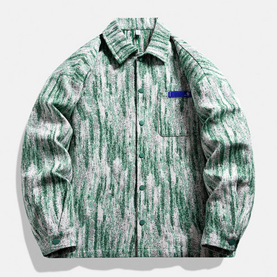 Ανδρικά Ρούχα Φθινοπωρινά Ανδρικά Χειμερινά Πέτο Πέτο Μαλλί Μακρύ Παλτό Μανίκι Τσέπη Ανδρικό Μπουφάν Μπουφάν με μοντέρνο εμπριμέ χειμωνιάτικη γραβάτα