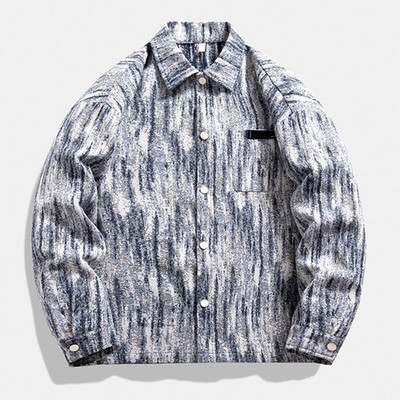 Ανδρικά Ρούχα Φθινοπωρινά Ανδρικά Χειμερινά Πέτο Πέτο Μαλλί Μακρύ Παλτό Μανίκι Τσέπη Ανδρικό Μπουφάν Μπουφάν με μοντέρνο εμπριμέ χειμωνιάτικη γραβάτα