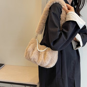 Τσάντα ώμου Pearl Sling για Γυναικείες Λούτρινες τσάντες τσάντα για γυναίκες Χνουδωτές τσάντες Πορτοφόλι από ψεύτικη γούνα τσάντα χιαστί Μαλακή γυναικεία χειμερινή τσάντα