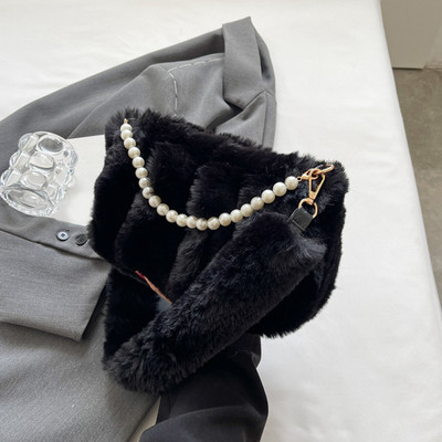 Τσάντα ώμου Pearl Sling για Γυναικείες Λούτρινες τσάντες τσάντα για γυναίκες Χνουδωτές τσάντες Πορτοφόλι από ψεύτικη γούνα τσάντα χιαστί Μαλακή γυναικεία χειμερινή τσάντα