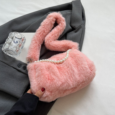 Τσάντα ώμου Pearl Sling για Γυναικείες Λούτρινες τσάντες τσάντα για γυναίκες Χνουδωτές τσάντες Πορτοφόλι από ψεύτικη γούνα τσάντα χιαστί Μαλακή γυναικεία χειμερινή τσάντα