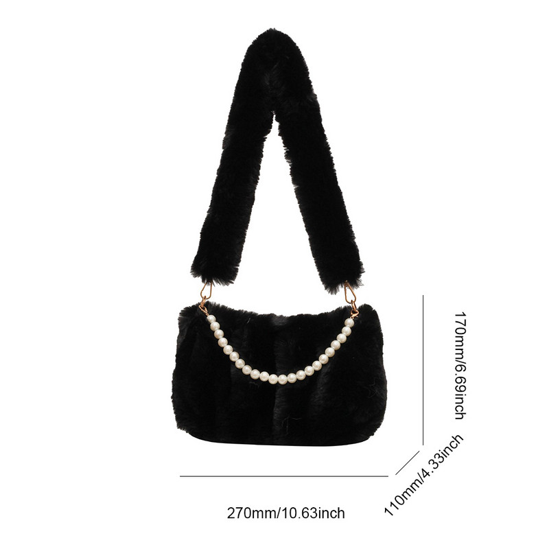Τσάντα ώμου Pearl Sling για Γυναικείες Λούτρινες τσάντες τσάντα για γυναίκες Χνουδωτές τσάντες Πορτοφόλι από ψεύτικη γούνα τσάντα χιαστί Μαλακή γυναικεία χειμερινή τσάντα