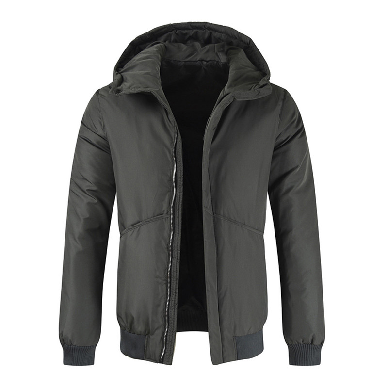 Ανδρικά ρούχα Ζεστά μασίφ ανδρικά μπουφάν Χειμερινό παλτό με μακρύ μανίκι τσέπη με κουκούλα Ανδρικό τζάκετ με φερμουάρ Ελαφρύ μπουφάν Μακριά παλτό