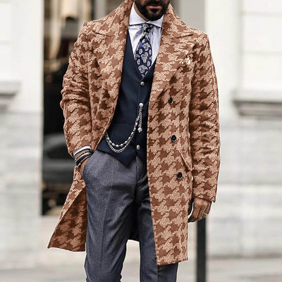 Îmbrăcăminte pentru bărbați Glugă de iarnă Palton pentru bărbați cu model pentru bărbați, cu lungime de iarnă, la mijlocul toamnei, la guler, haină cu mâneci, jachetă pentru bărbați, lungă.