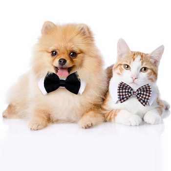 Регулируема официална вратовръзка с яка с папийонка за домашни любимци, вратовръзка за котки и кучета, смокинг за домашни любимци, сватбен костюм, коте, котка, яка с папийонка, кученце, яка с панделка