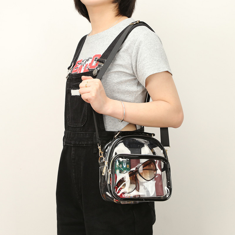 Genți de mână transparente din PVC pentru femei, omologate pentru stadion, geantă transparentă pentru femei, geantă crossbody impermeabilă la modă pentru femei 2023