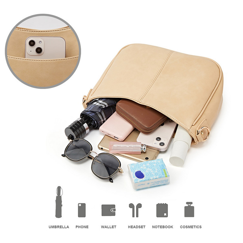 Γυναικεία Vintage τσάντα χιαστί με ρυθμιζόμενο λουράκι Μοντέρνα τσάντα χιαστί Ευέλικτη δερμάτινη PU μεγάλης χωρητικότητας Fashion Τσάντα Commuting