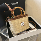 Slamnate torbe za žene Ljetne torbe za plažu Slamnate torbe na rame Torba s gornjom ručkom od ratana Pletene ručne torbe od rafije Torbe preko ramena Velika torba