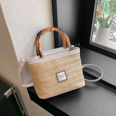 Slamnate torbe za žene Ljetne torbe za plažu Slamnate torbe na rame Torba s gornjom ručkom od ratana Pletene ručne torbe od rafije Torbe preko ramena Velika torba